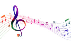 musical pentagram sound waves notes background